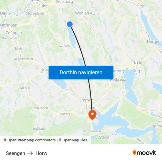 Seengen to Horw map