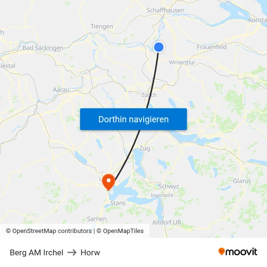 Berg AM Irchel to Horw map