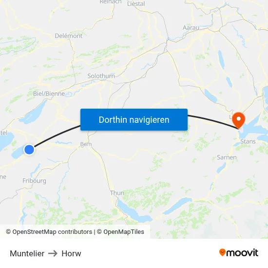 Muntelier to Horw map