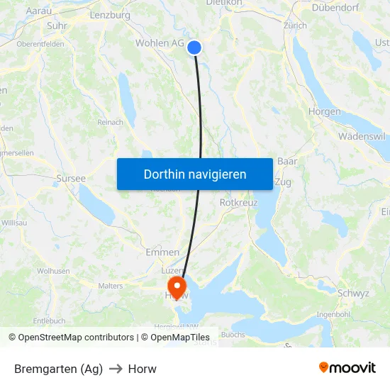 Bremgarten (Ag) to Horw map