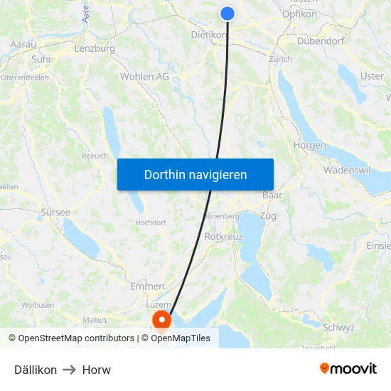Dällikon to Horw map