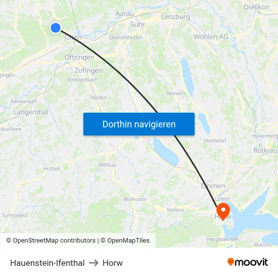 Hauenstein-Ifenthal to Horw map