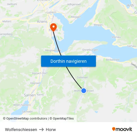 Wolfenschiessen to Horw map