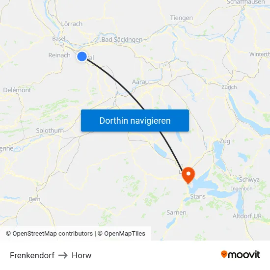 Frenkendorf to Horw map