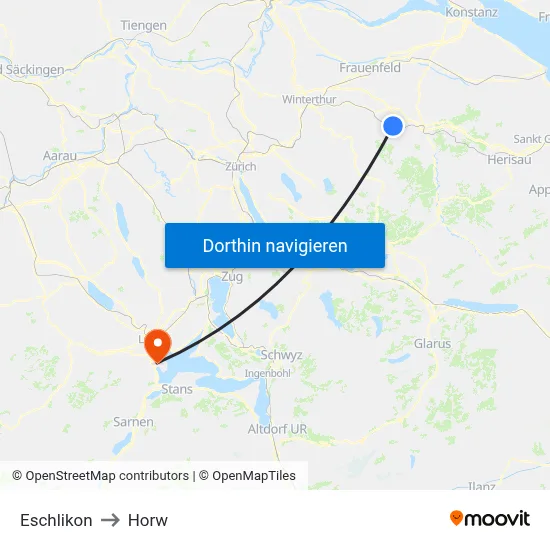 Eschlikon to Horw map