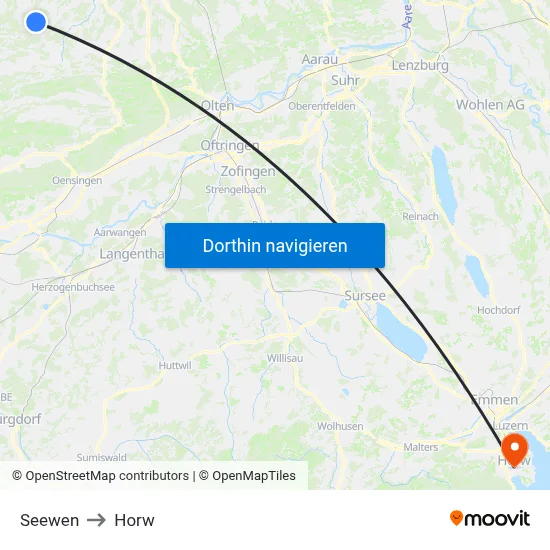 Seewen to Horw map