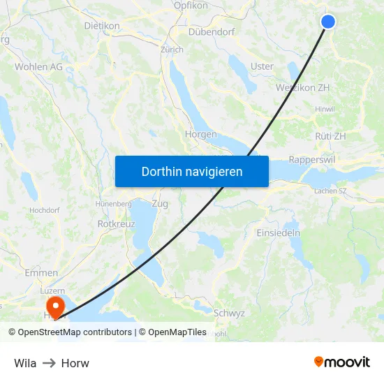 Wila to Horw map