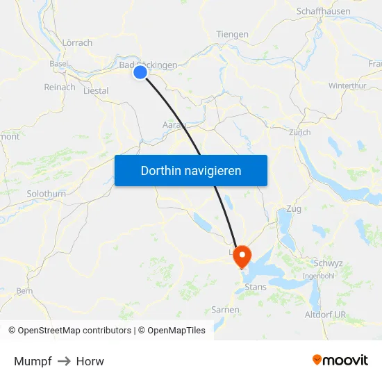 Mumpf to Horw map