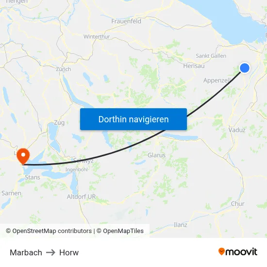 Marbach to Horw map