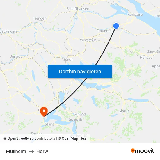 Müllheim to Horw map