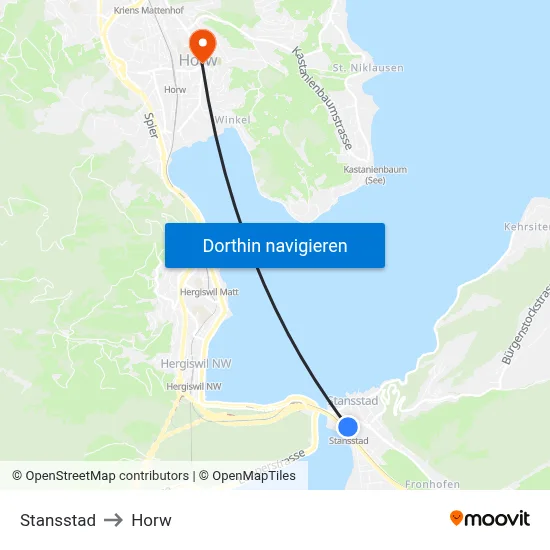 Stansstad to Horw map