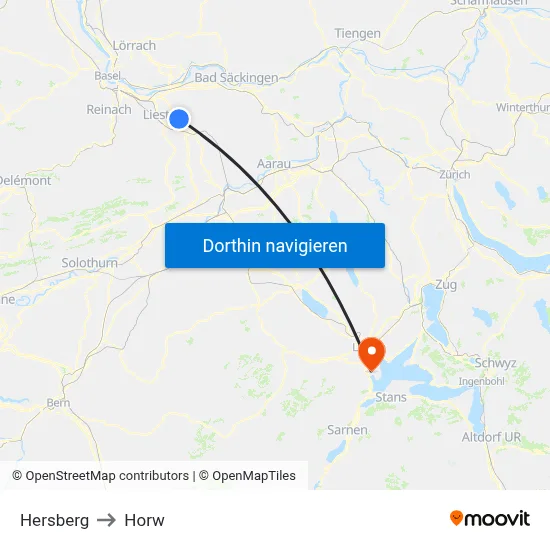 Hersberg to Horw map