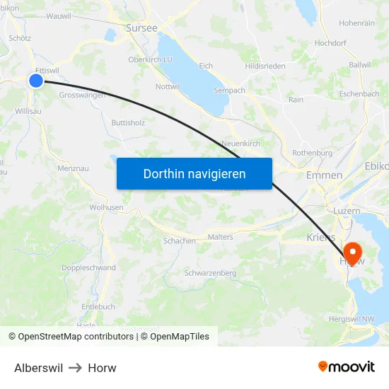 Alberswil to Horw map