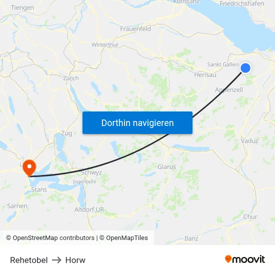 Rehetobel to Horw map