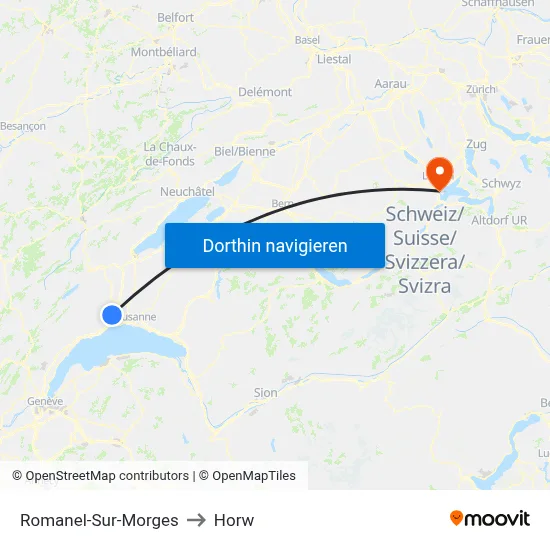 Romanel-Sur-Morges to Horw map