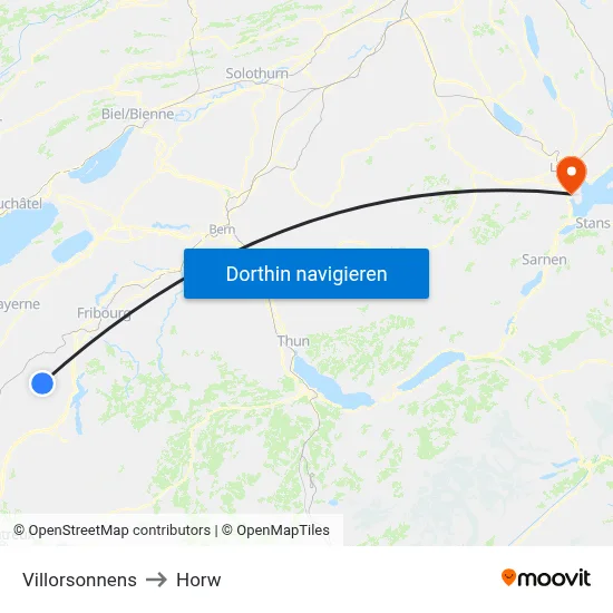 Villorsonnens to Horw map