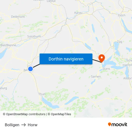 Bolligen to Horw map