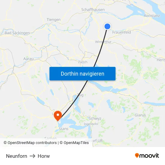 Neunforn to Horw map