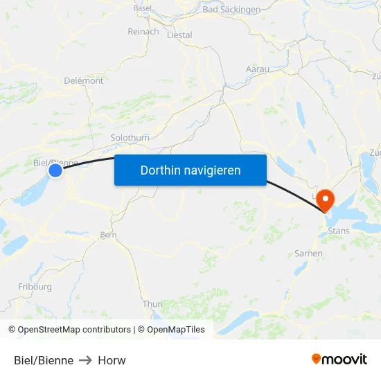 Biel/Bienne to Horw map