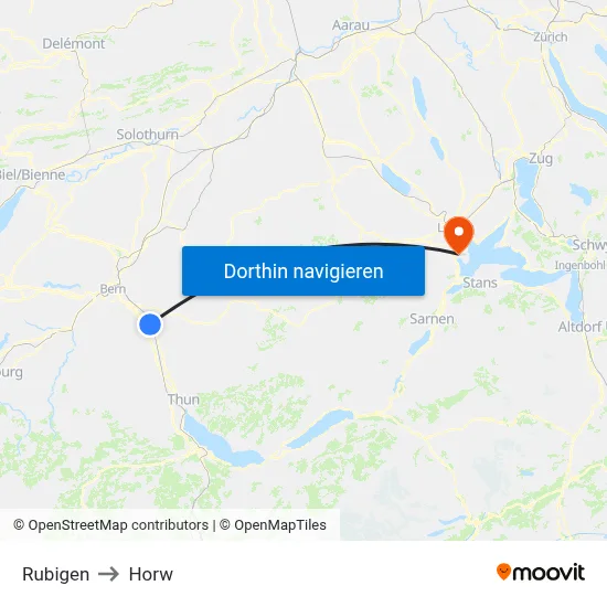 Rubigen to Horw map
