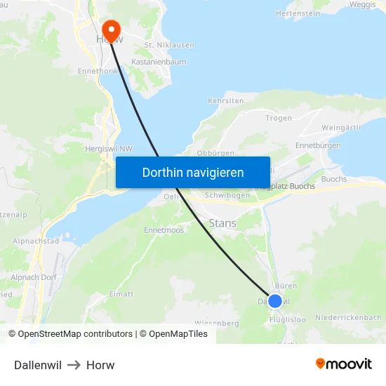 Dallenwil to Horw map