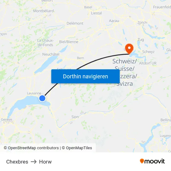Chexbres to Horw map