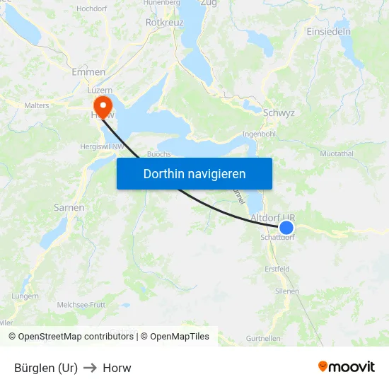 Bürglen (Ur) to Horw map