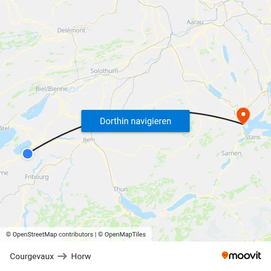 Courgevaux to Horw map