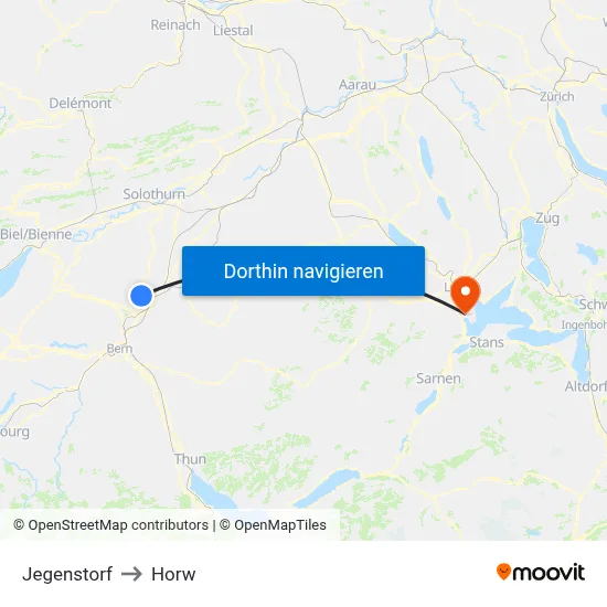 Jegenstorf to Horw map