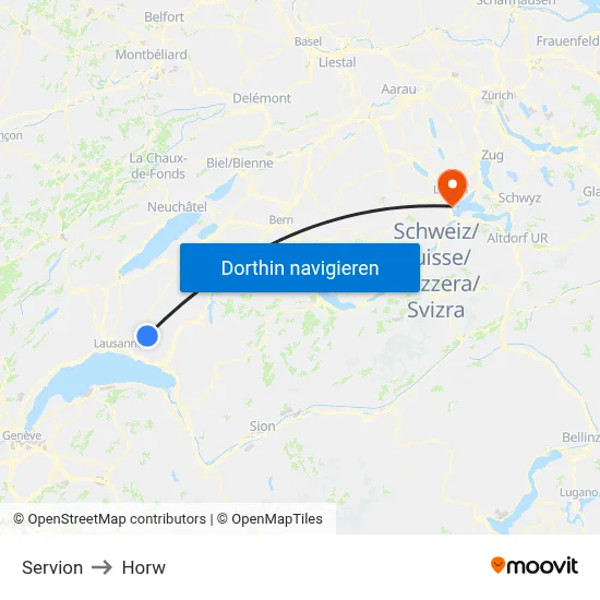 Servion to Horw map