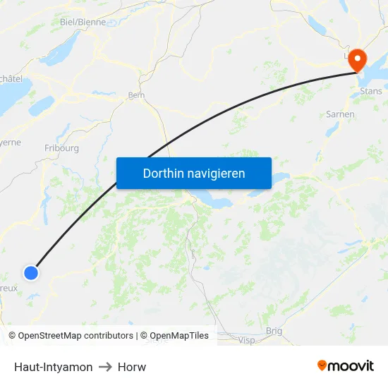 Haut-Intyamon to Horw map