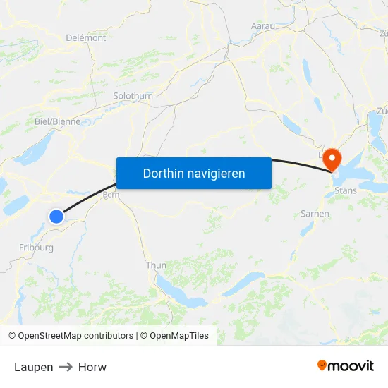 Laupen to Horw map