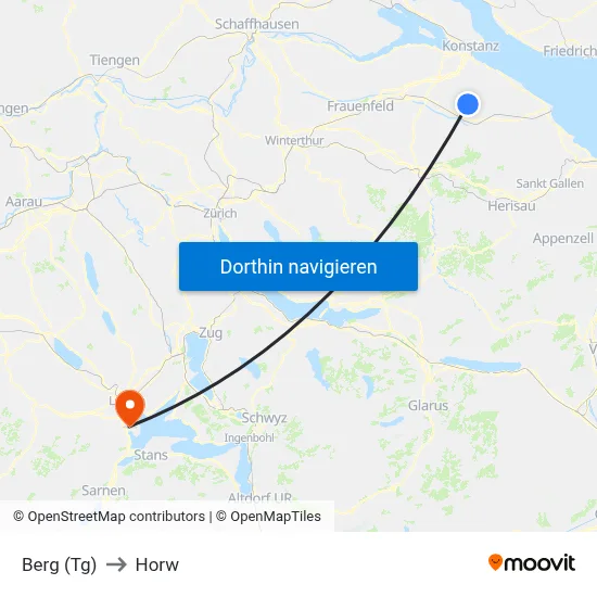 Berg (Tg) to Horw map