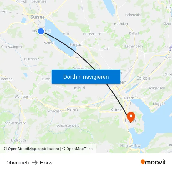 Oberkirch to Horw map