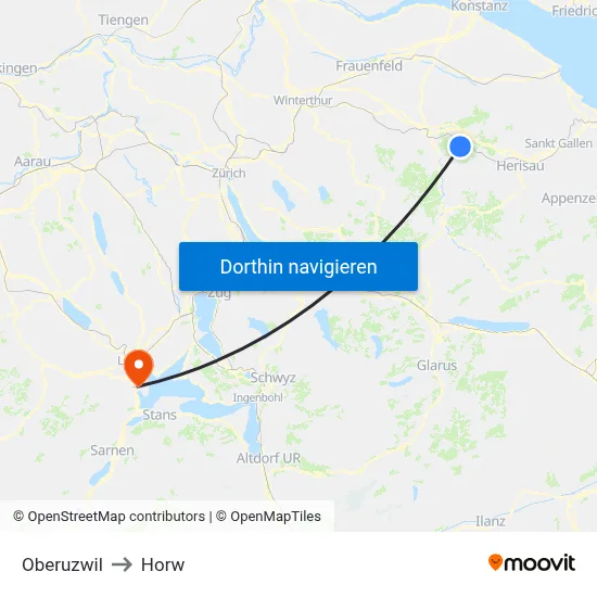 Oberuzwil to Horw map