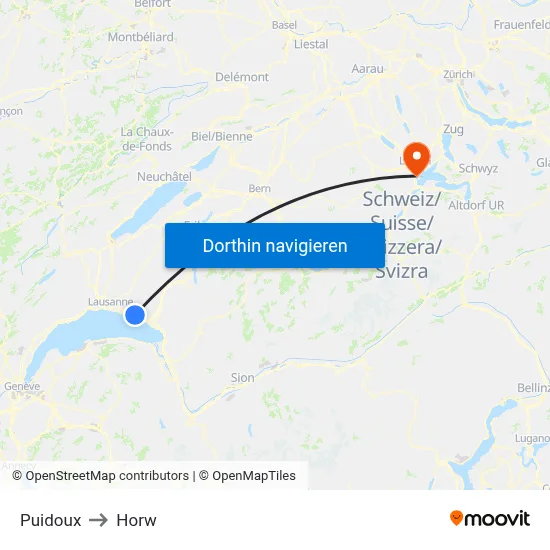 Puidoux to Horw map