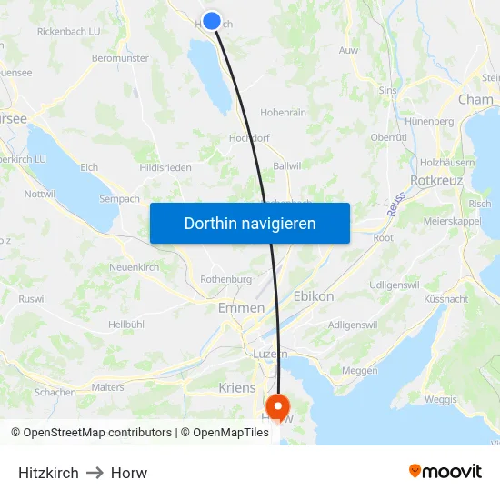 Hitzkirch to Horw map