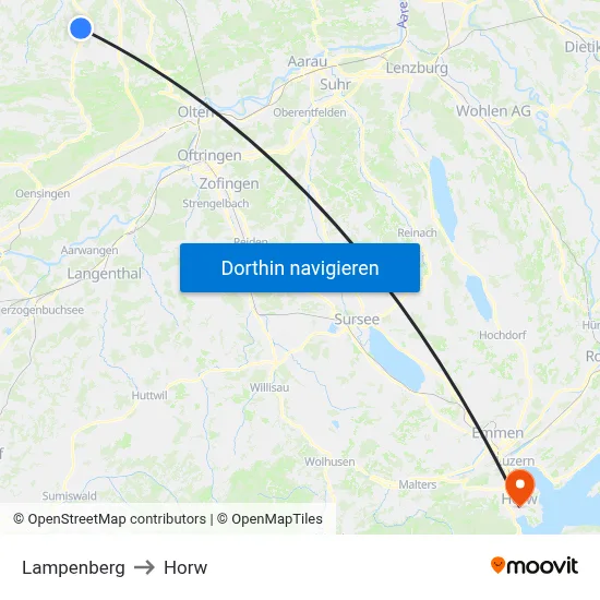 Lampenberg to Horw map