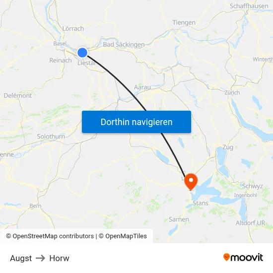 Augst to Horw map