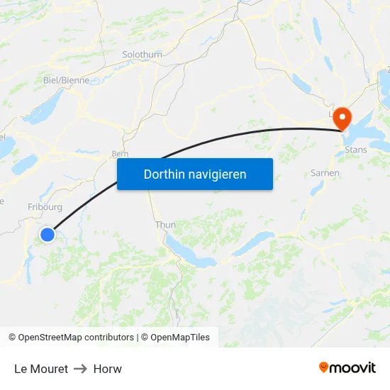 Le Mouret to Horw map