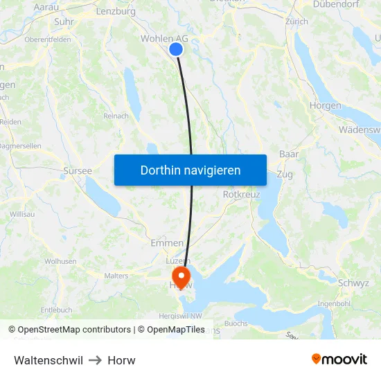 Waltenschwil to Horw map
