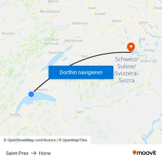 Saint-Prex to Horw map