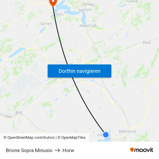 Brione Sopra Minusio to Horw map