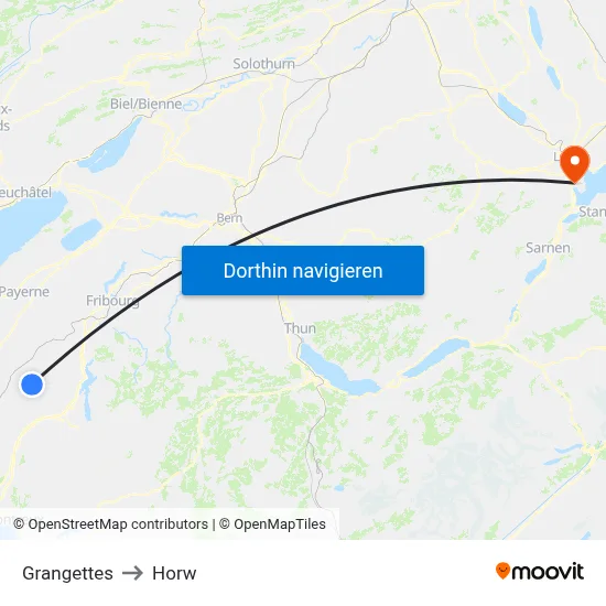 Grangettes to Horw map