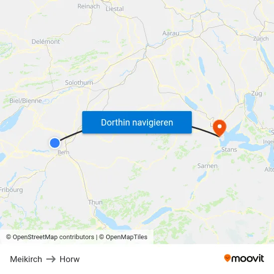 Meikirch to Horw map