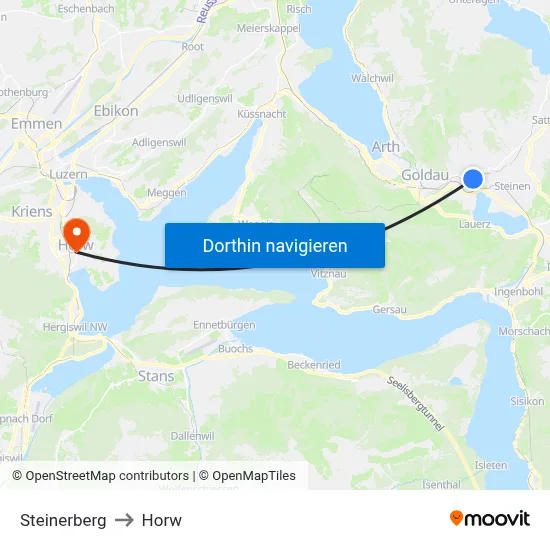 Steinerberg to Horw map