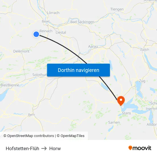 Hofstetten-Flüh to Horw map