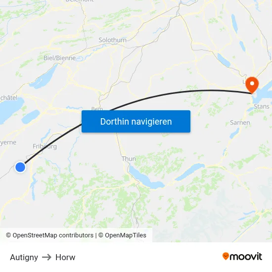 Autigny to Horw map