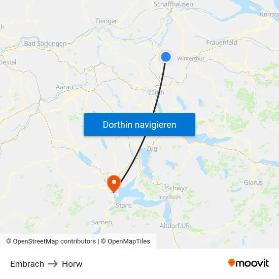 Embrach to Horw map