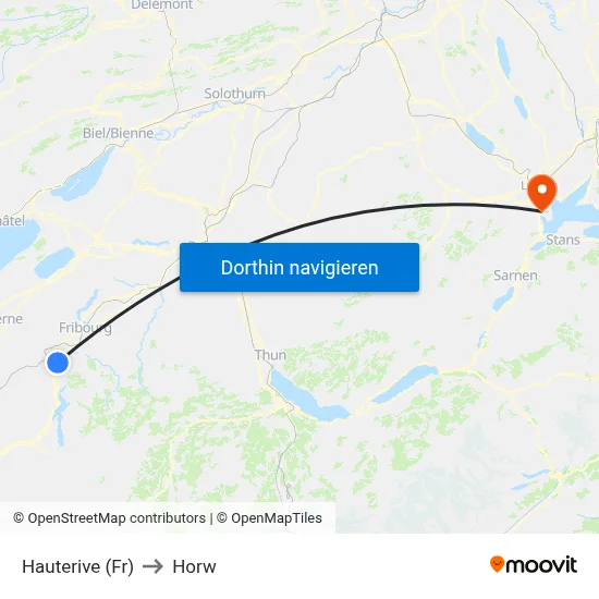 Hauterive (Fr) to Horw map